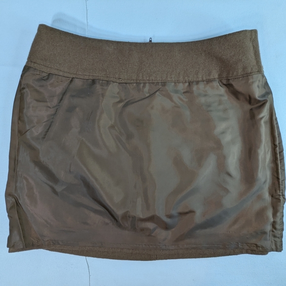 H & M Wool Mini Skirt women's brown lined quarter zip size Small K-1 - Picture 4 of 15
